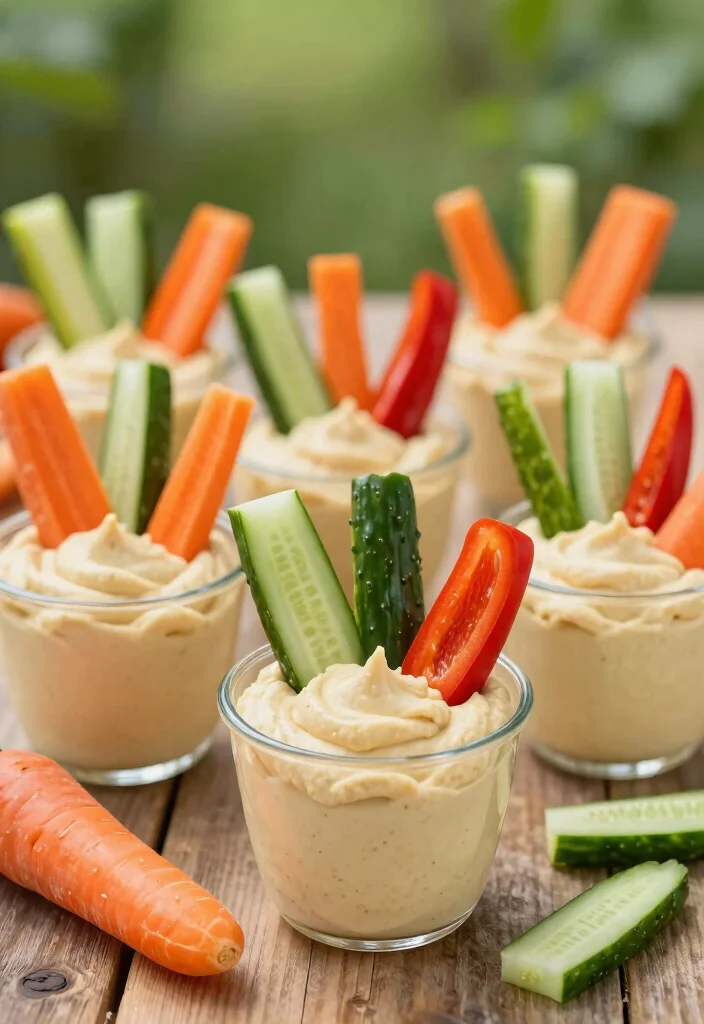 16 Family Picnic Food Ideas That Travel Well (No Mess) - 1. Veggie and Hummus Cups 1
