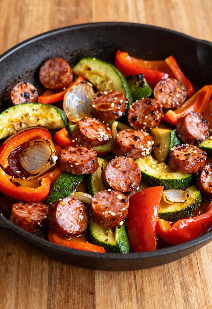 16 Family Sheet Pan Dinners for Easy Cleanup (Less Dishes) - 10. Spicy Sausage and Veggie Bake 1