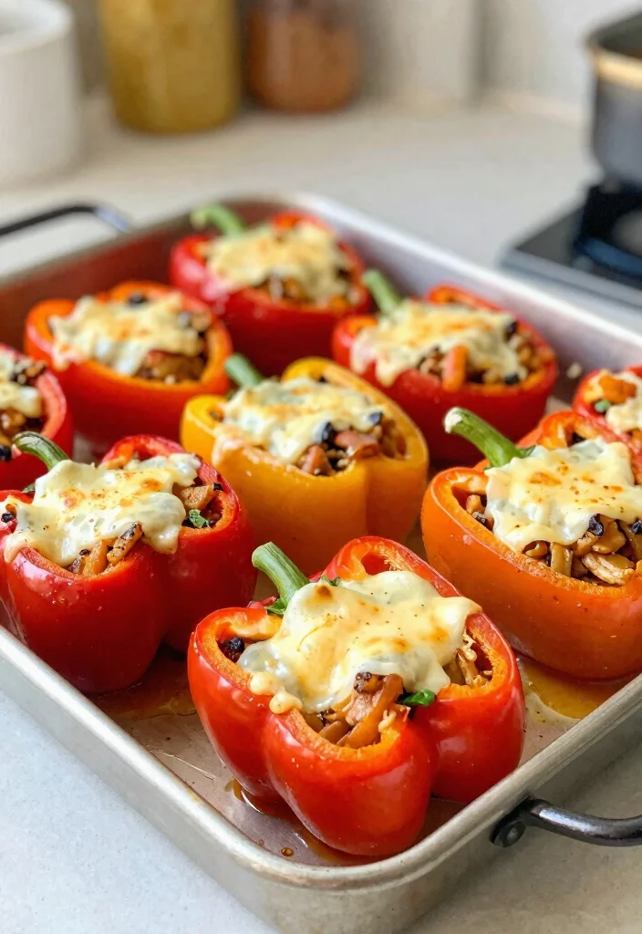 16 Family Sheet Pan Dinners for Easy Cleanup (Less Dishes) - 14. Stuffed Bell Peppers Sheet Pan Dinner 1