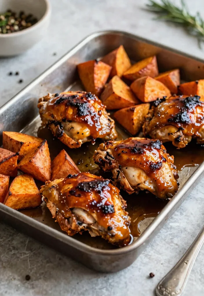 16 Family Sheet Pan Dinners for Easy Cleanup (Less Dishes) - 5. BBQ Chicken and Sweet Potatoes 1