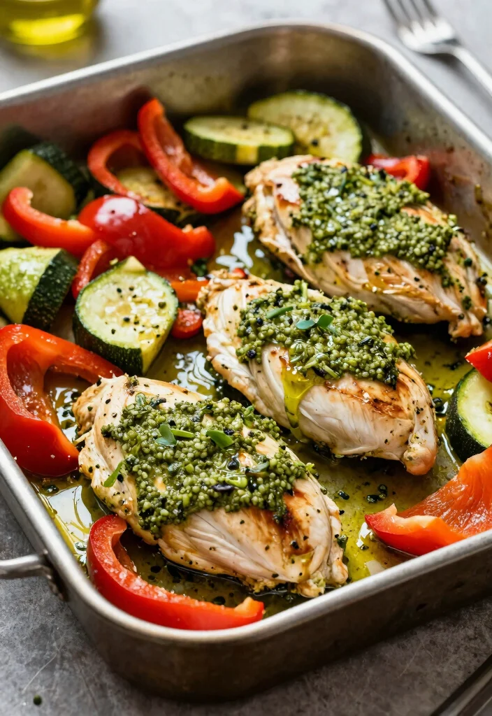 16 Family Sheet Pan Dinners for Easy Cleanup (Less Dishes) - 9. Sheet Pan Pesto Chicken and Veggies 1