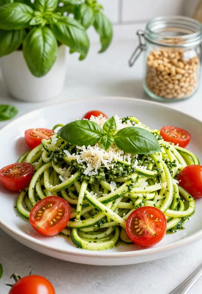 17 Cheap Healthy Meals for a Week Family of 4 - 5. Zucchini Noodles with Pesto 1