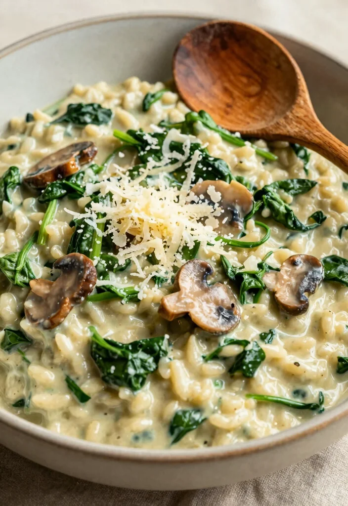 17 Quick Weeknight Meals for Family Healthy & Fast - 17. Creamy Spinach and Mushroom Risotto 1