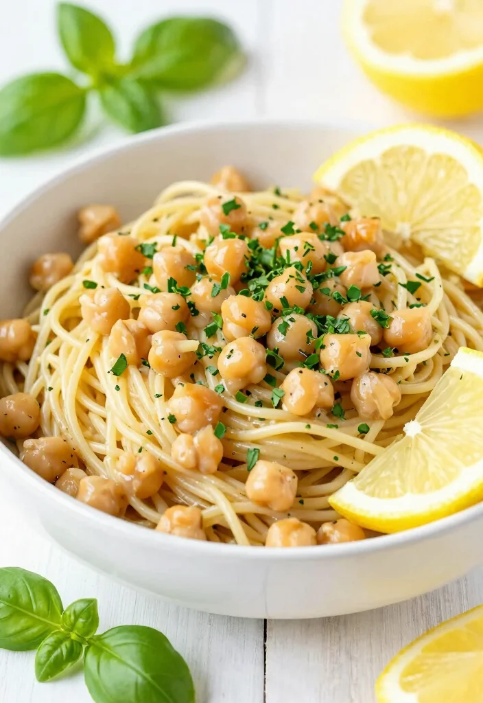 18 Family Friendly Dairy Free Meals: Creamy & Delicious - 15. Lemon Basil Chickpea Pasta 1