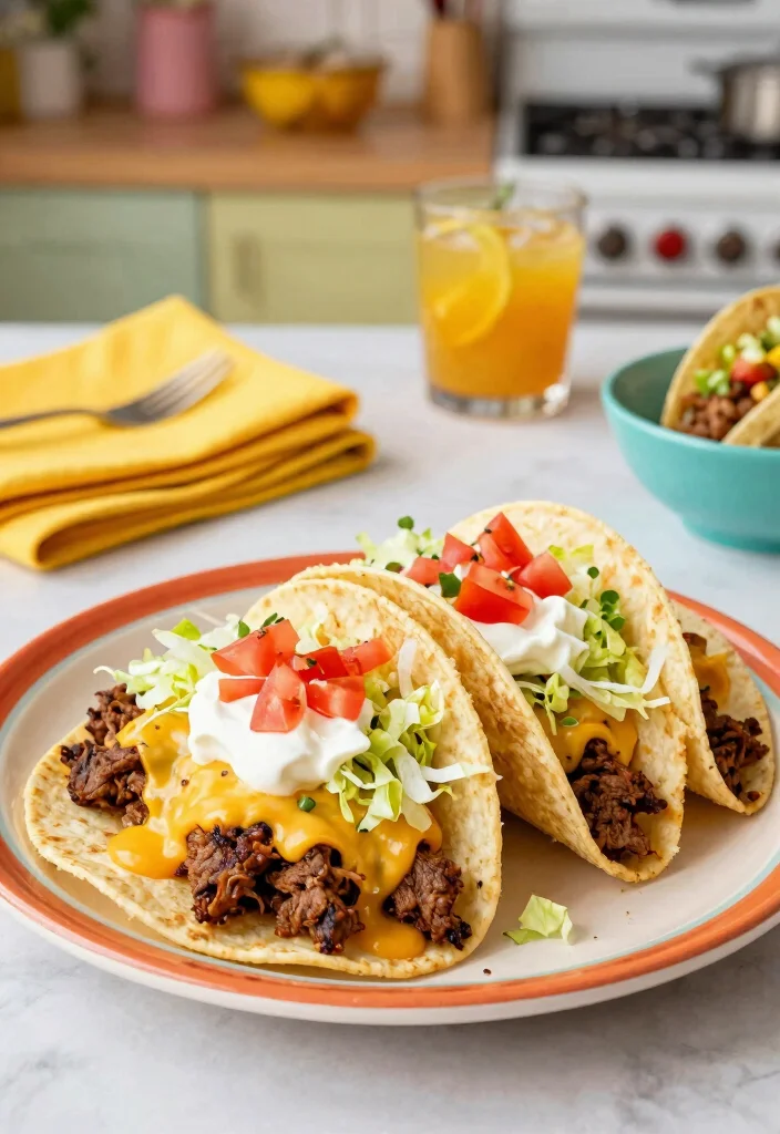 18 Family Meals with Ground Beef (Cheap & Filling) - 1. Cheesy Beef Tacos 1