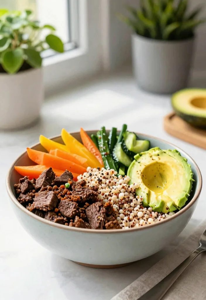 18 Family Meals with Ground Beef (Cheap & Filling) - 11. Beef and Quinoa Bowls 1