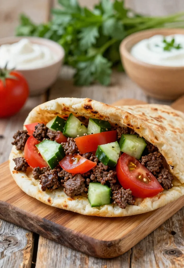 18 Family Meals with Ground Beef (Cheap & Filling) - 13. Greek Beef Pita 1