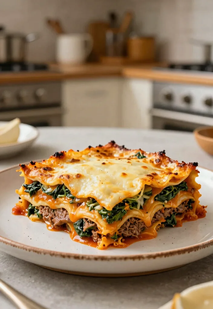 18 Family Meals with Ground Beef (Cheap & Filling) - 14. Beef and Spinach Lasagna 1