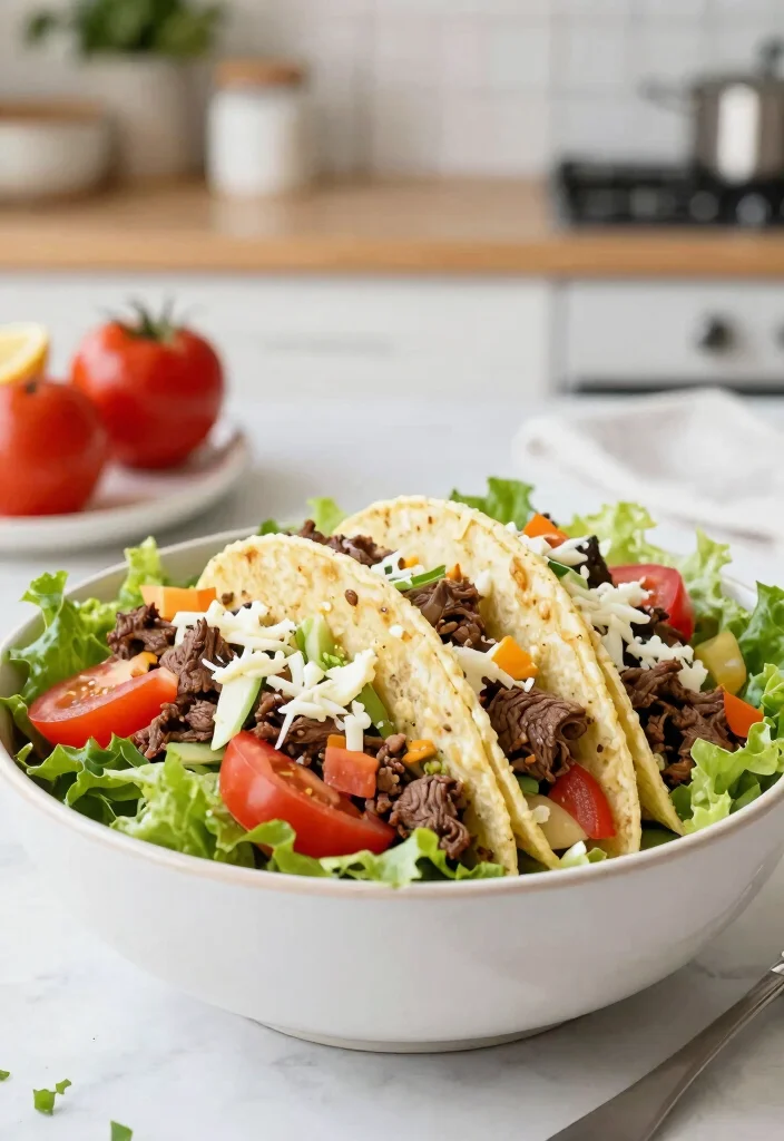 18 Family Meals with Ground Beef (Cheap & Filling) - 16. Beef Taco Salad 1