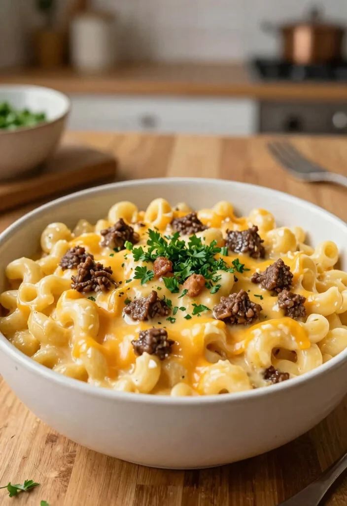 18 Family Meals with Ground Beef (Cheap & Filling) - 6. Beefy Mac and Cheese 1