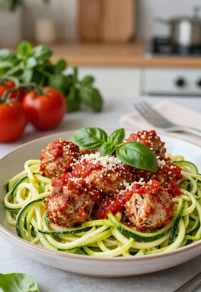 18 Low Carb High Protein Family Meals for Weight Loss - 7. Turkey Meatballs with Zucchini Noodles 1