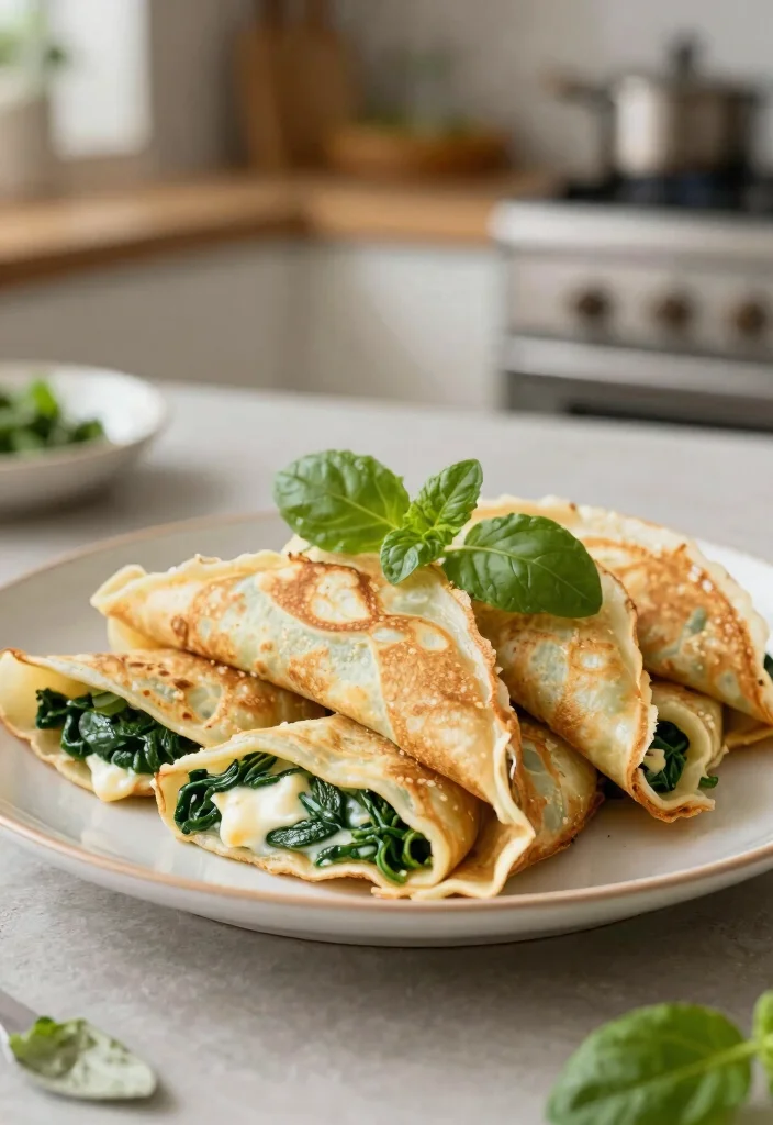 18 Weekend Breakfast with Family Recipes Worth Waking Up For - 18. Spinach and Cheese Stuffed Crepes 1