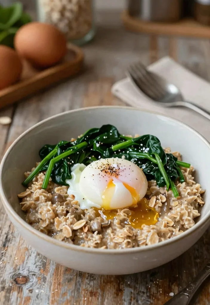 18 Weekend Breakfast with Family Recipes Worth Waking Up For - 9. Savory Oatmeal with Egg and Spinach 1