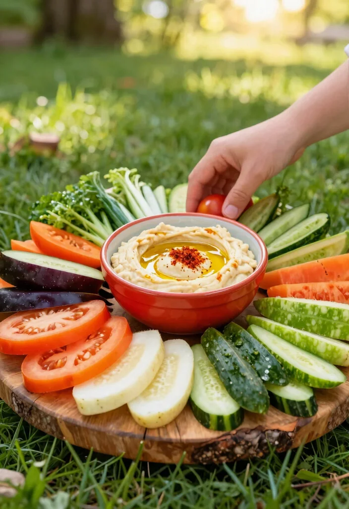 19 Family BBQ Ideas Food & Sides for Summer Grilling - 3. Veggie Platter with Hummus Dip 1