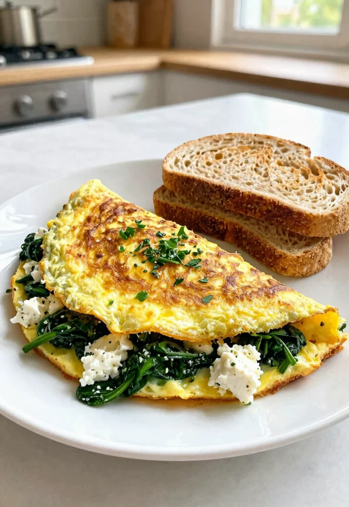 19 High Protein Low Calorie Family Meals That Are Filling - 13. Spinach and Feta Omelette 1