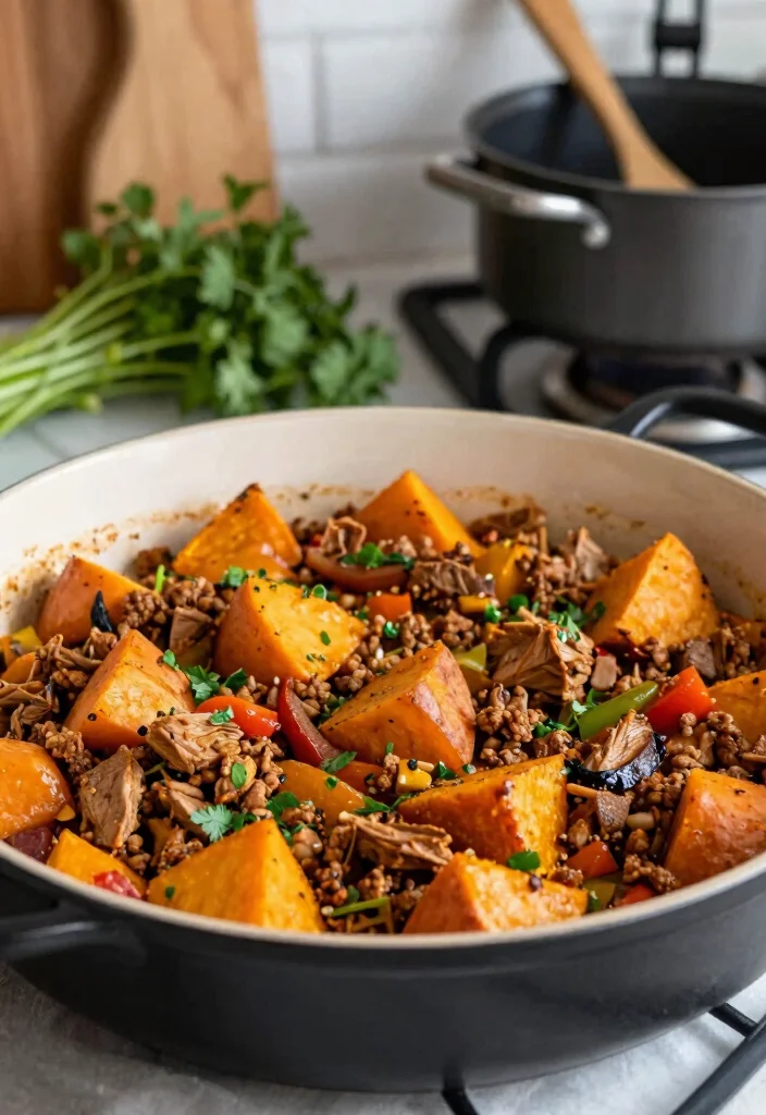 19 Whole 30 Family Meals Kids Will Love (Compliant & Tasty) - 13. Turkey and Sweet Potato Skillet 1