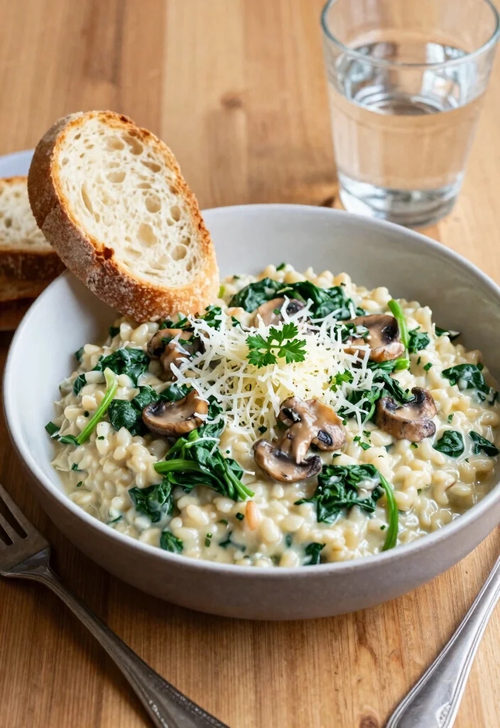 20 Cheap Healthy Meals for Families on a Tight Budget - 7. Spinach and Mushroom Risotto 1