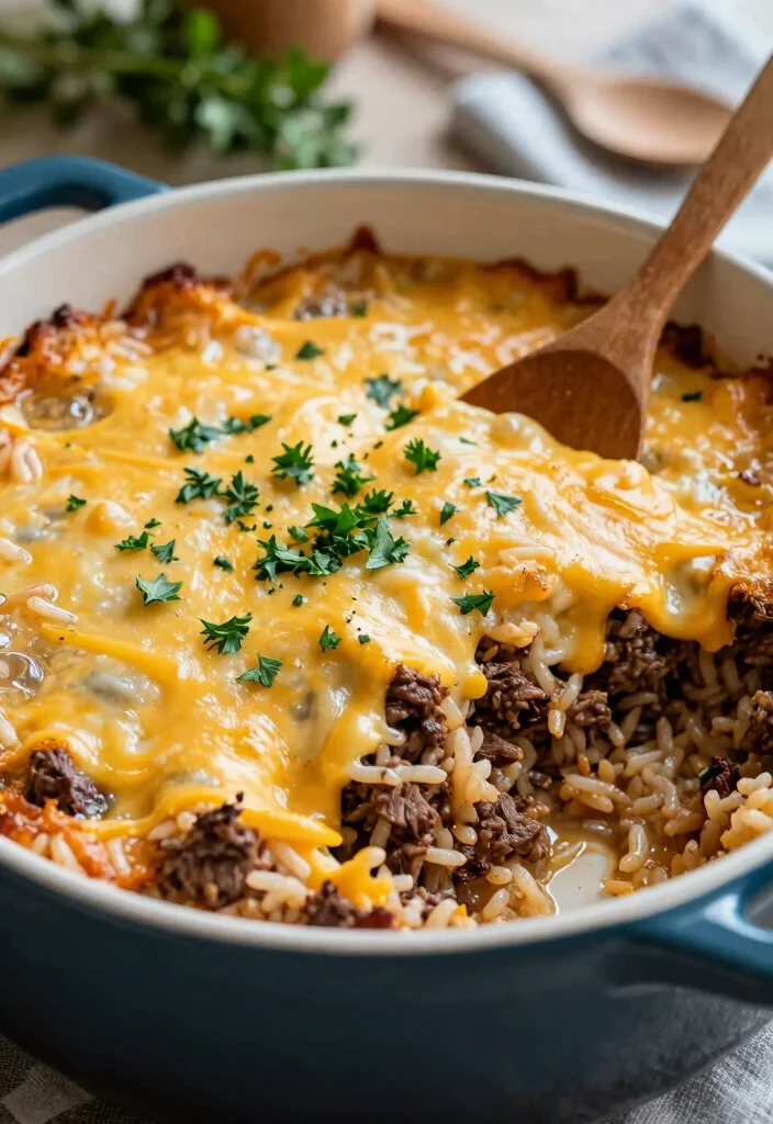 20 Cheap Large Family Meals Ground Beef Recipes - 1. Cheesy Beef and Rice Casserole 1