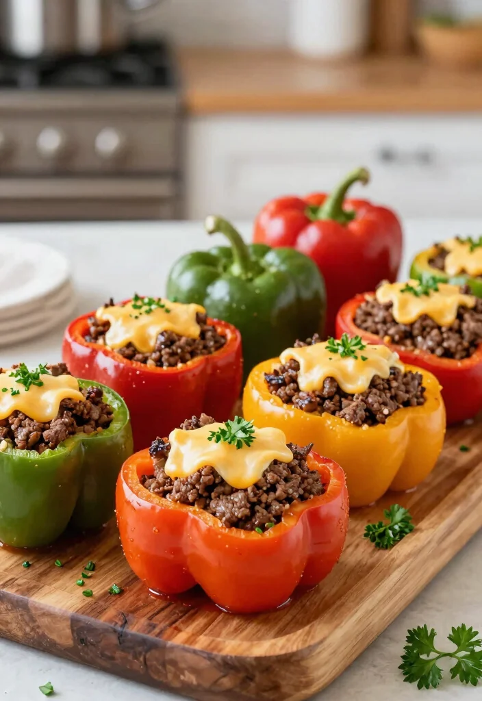 20 Cheap Large Family Meals Ground Beef Recipes - 7. Beef Stuffed Peppers 1