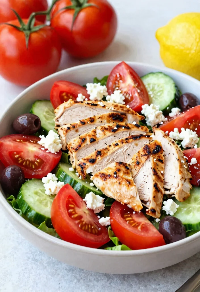 20 Easy Healthy Dinner Recipes for Family (Budget Friendly Guide) - 20. Simple Greek Salad with Grilled Chicken 1
