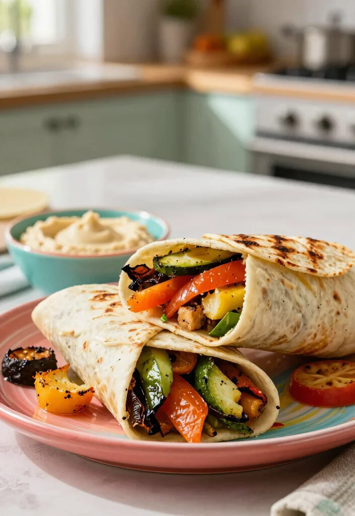 20 Healthy Family Meals Picky Eaters Won't Complain About - 11. Roasted Veggie & Hummus Wraps 1