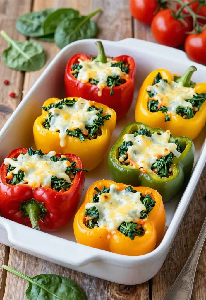20 Low Carb Meals for the Whole Family (No Separate Dinners!) - 4. Turkey and Spinach Stuffed Peppers 1