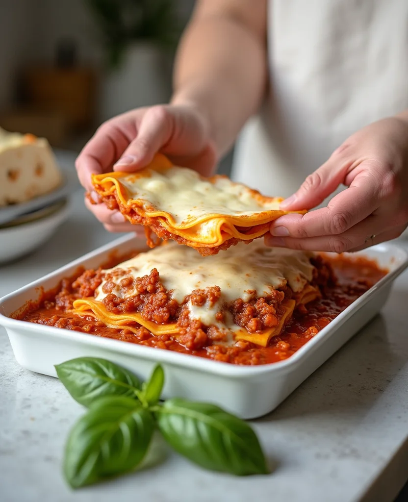 The Best Easy Beef Lasagna Recipe for Family (No-Boil Noodles) - Step 5: Layer the Lasagna 1