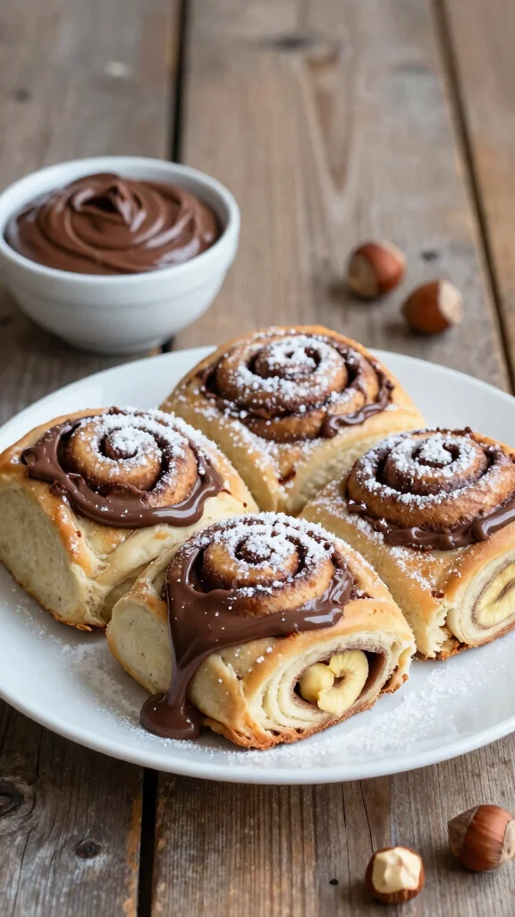 11 Banana Bread Cinnamon Rolls Recipes for a Sweet and Cozy Homemade Bake - 2. Nutella-Stuffed Banana Bread Cinnamon Rolls 1