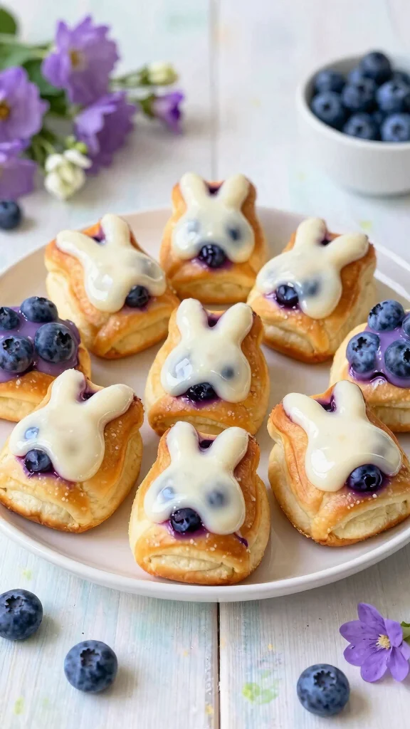 12 Bunny Cinnamon Rolls for Easter That Are Cute, Festive, and Fun to Bake - 7. Blueberry Bunny Rolls 1
