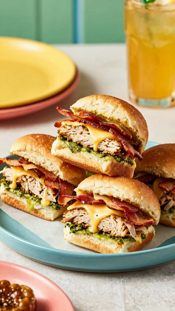 12 Club Sliders Recipes with Hawaiian Rolls for Easy Lunches and Party Trays - 11. Pesto Turkey and Bacon Hawaiian Roll Sliders 1