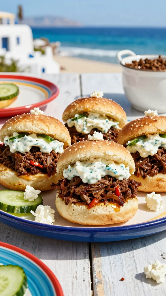 12 Club Sliders Recipes with Hawaiian Rolls for Easy Lunches and Party Trays - 9. Greek Lamb Sliders with Tzatziki Sauce 1