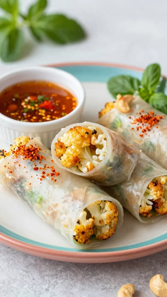 12 Crispy Rice Paper Rolls Recipes That Turn Out Golden and Crunchy Every Time - 12. Cauliflower and Cashew Rice Paper Rolls 1