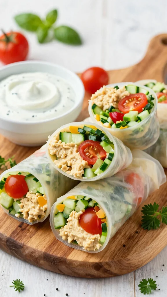 12 Crispy Rice Paper Rolls Recipes That Turn Out Golden and Crunchy Every Time - 4. Mediterranean Rice Paper Rolls 1