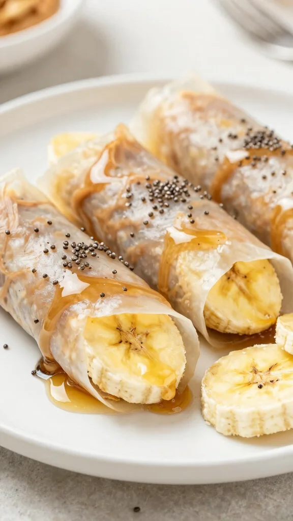 12 Crispy Rice Paper Rolls Recipes That Turn Out Golden and Crunchy Every Time - 5. Peanut Butter Banana Rice Paper Rolls 1