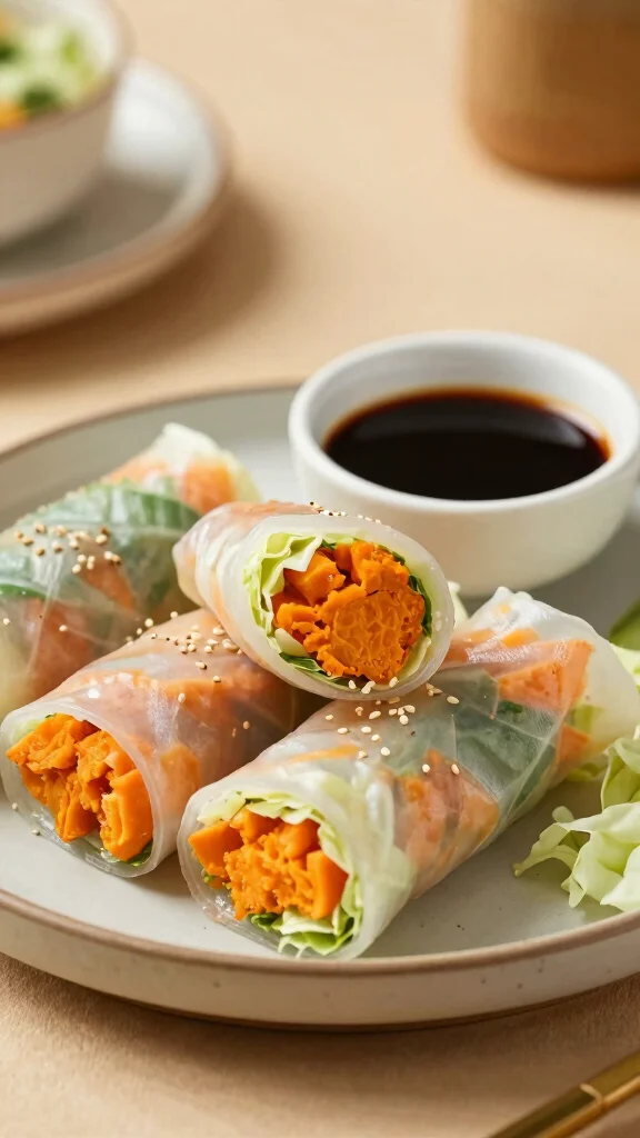 12 Crispy Rice Paper Rolls Recipes That Turn Out Golden and Crunchy Every Time - 6. Asian-Inspired Sweet Potato Rice Paper Rolls 1