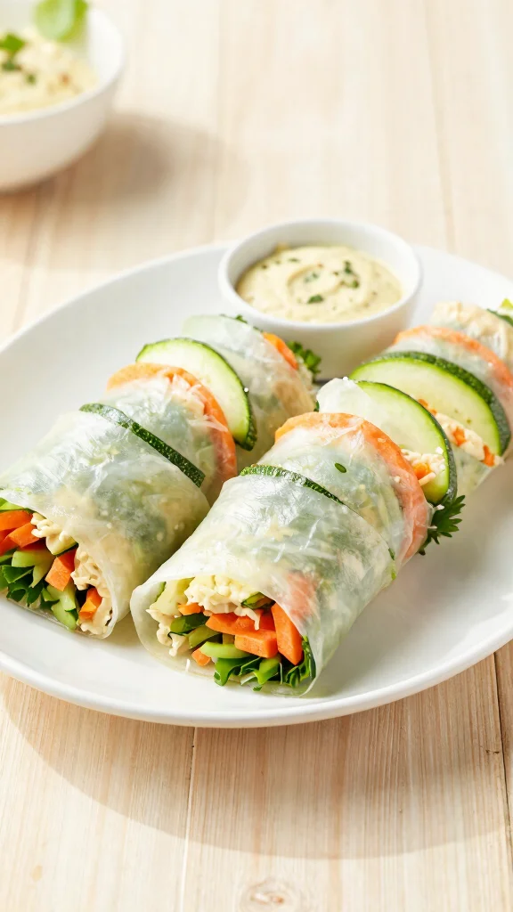 12 Crispy Rice Paper Rolls Recipes That Turn Out Golden and Crunchy Every Time - 7. Zucchini and Hummus Rice Paper Rolls 1