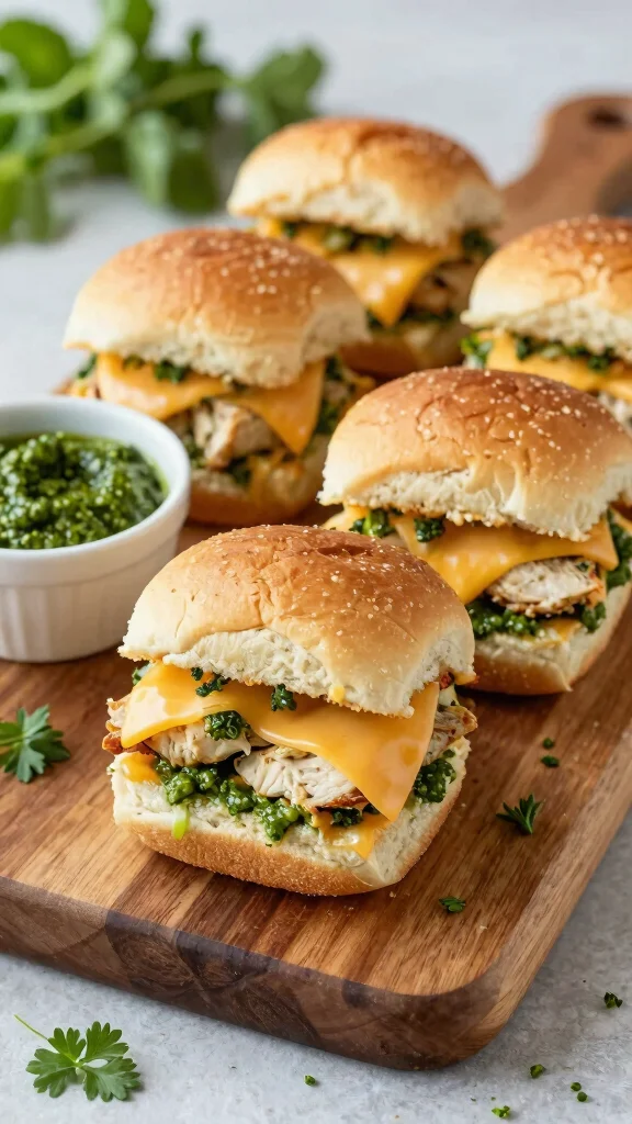 12 Pesto Sliders Recipes with Hawaiian Rolls for Fresh, Cheesy, Flavor-Packed Bites - 2. Pesto Chicken & Cheddar Sliders 1
