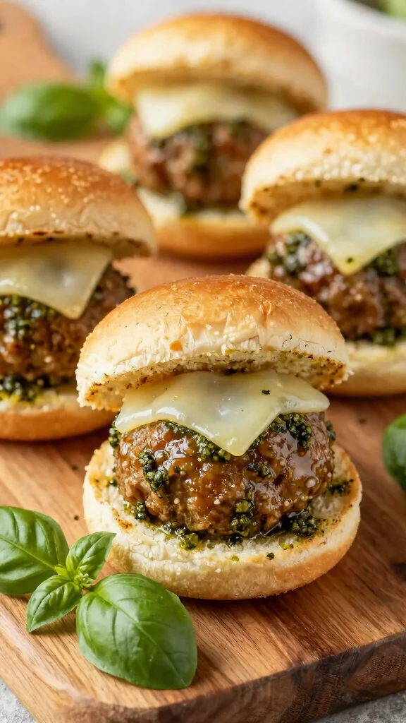 12 Pesto Sliders Recipes with Hawaiian Rolls for Fresh, Cheesy, Flavor-Packed Bites - 4. Pesto Meatball Sliders 1