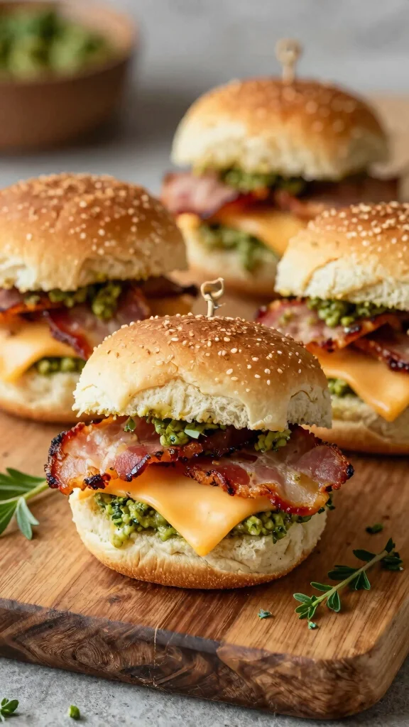 12 Pesto Sliders Recipes with Hawaiian Rolls for Fresh, Cheesy, Flavor-Packed Bites - 6. Pesto Bacon & Cheese Sliders 1