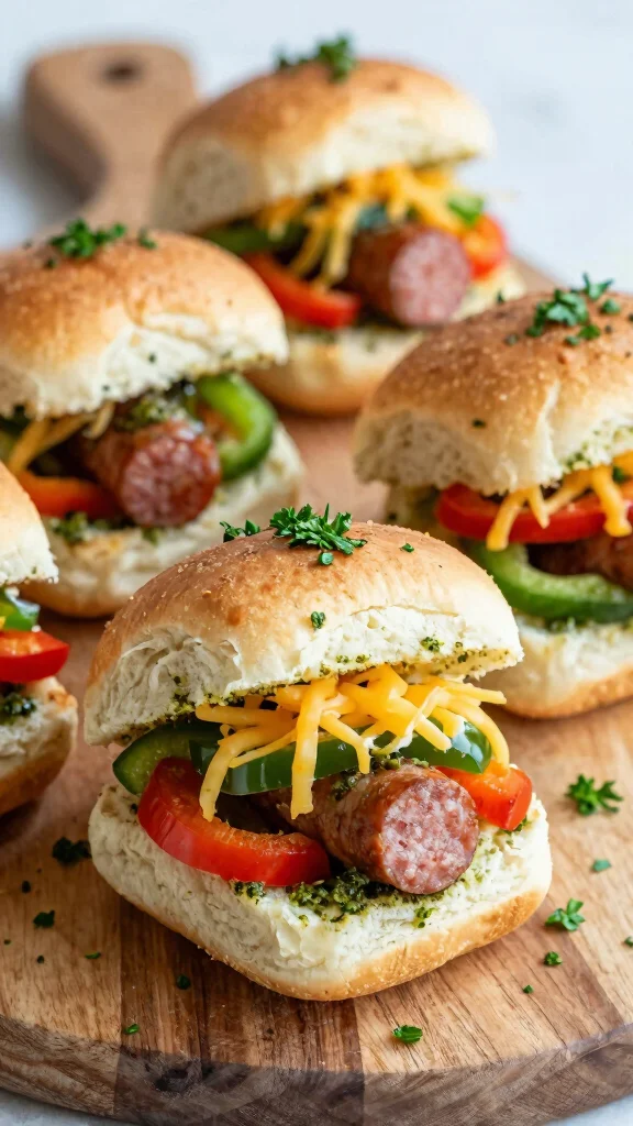 12 Pesto Sliders Recipes with Hawaiian Rolls for Fresh, Cheesy, Flavor-Packed Bites - 7. Pesto Sausage & Pepper Sliders 1