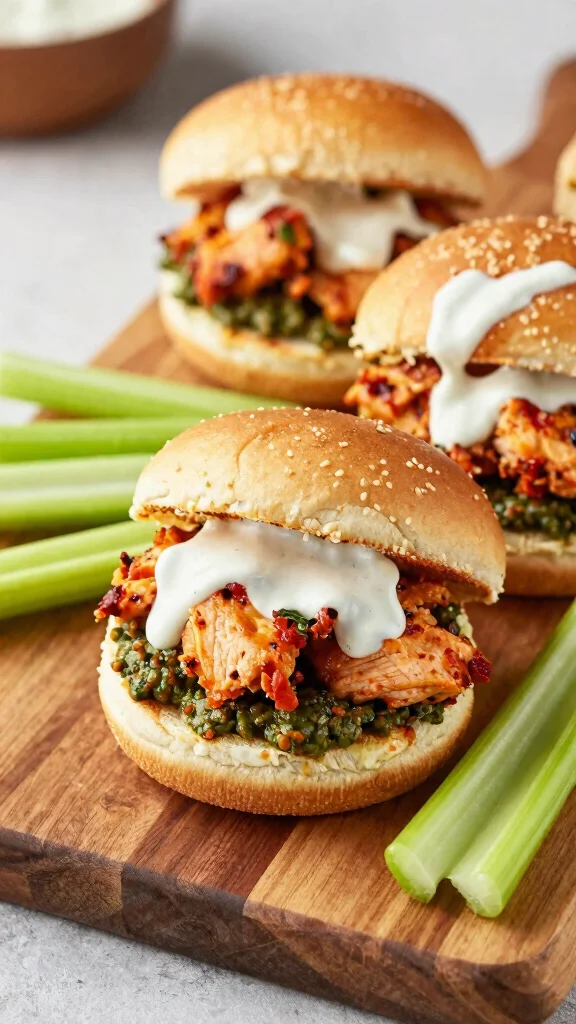 12 Pesto Sliders Recipes with Hawaiian Rolls for Fresh, Cheesy, Flavor-Packed Bites - 9. Spicy Pesto & Buffalo Chicken Sliders 1