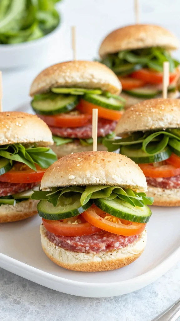 12 Salami Sliders Recipes with Hawaiian Rolls for Savory Party Food and Easy Snacks - 10. Veggie and Salami Sliders 1