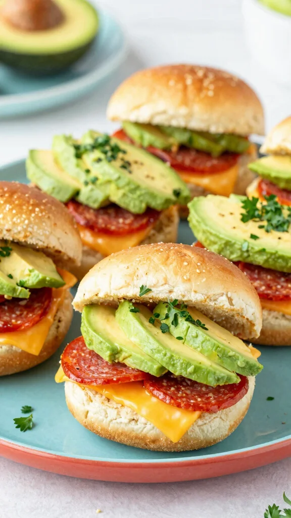 13 Pepperoni Sliders Recipes with Hawaiian Rolls for Easy Pizza-Inspired Party Food - 13. Pepperoni and Avocado Sliders 1