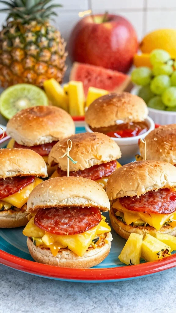 13 Pepperoni Sliders Recipes with Hawaiian Rolls for Easy Pizza-Inspired Party Food - 7. Pepperoni and Pineapple Sliders 1