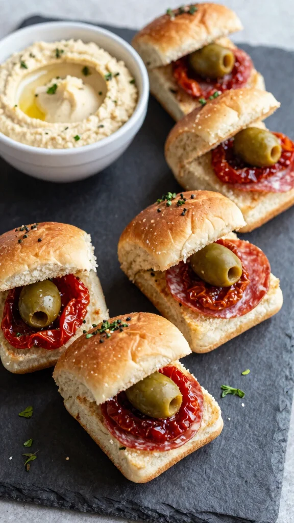 13 Pepperoni Sliders Recipes with Hawaiian Rolls for Easy Pizza-Inspired Party Food - 8. Mediterranean Pepperoni Sliders 1