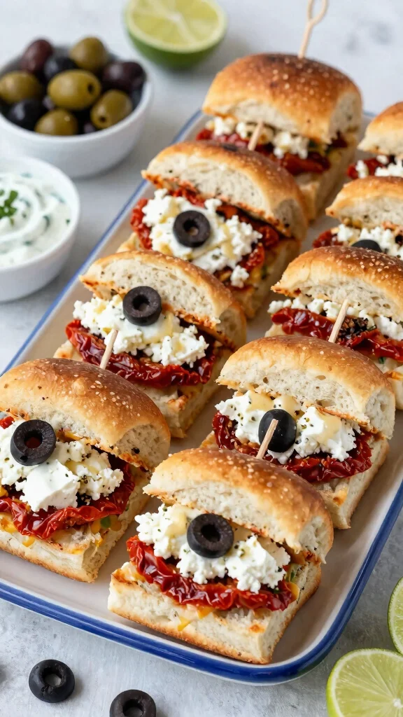 13 Pizza Sliders Recipes with Hawaiian Rolls That Everyone Will Want Seconds Of - 10. Greek Pizza Sliders 1