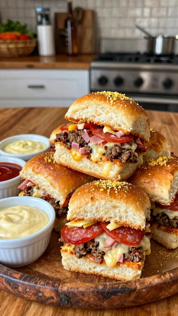 13 Pizza Sliders Recipes with Hawaiian Rolls That Everyone Will Want Seconds Of - 4. Meat Lovers Pizza Sliders 1