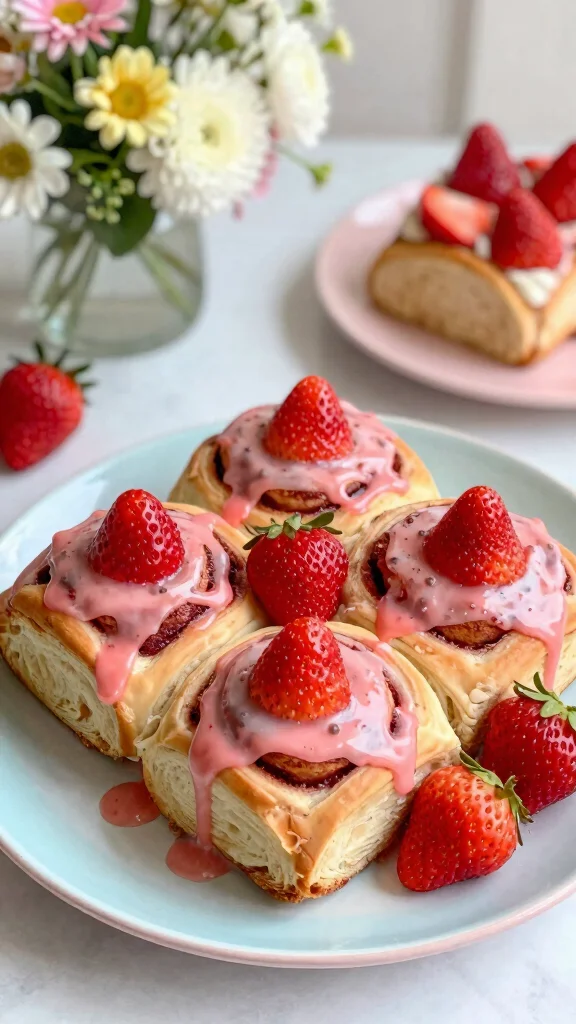 13 Sourdough Discard Cinnamon Rolls Recipes for Soft, Sweet, Bakery-Style Bakes - 12. Strawberry Shortcake Sourdough Cinnamon Rolls 1