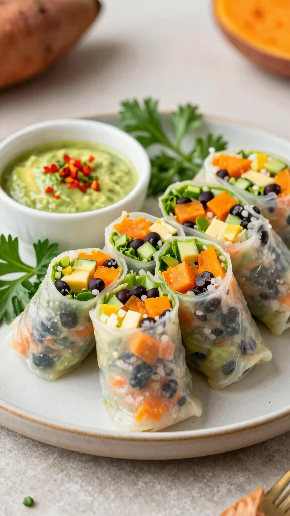 14 Vietnamese Rice Paper Rolls Recipes That Are Fresh, Healthy, and Full of Flavor - 12. Sweet Potato and Black Bean Rice Paper Rolls 1