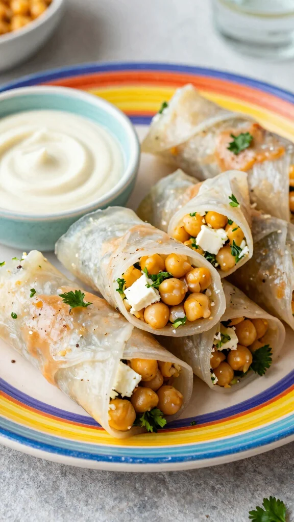 14 Vietnamese Rice Paper Rolls Recipes That Are Fresh, Healthy, and Full of Flavor - 13. Mediterranean Chickpea Rice Paper Rolls 1